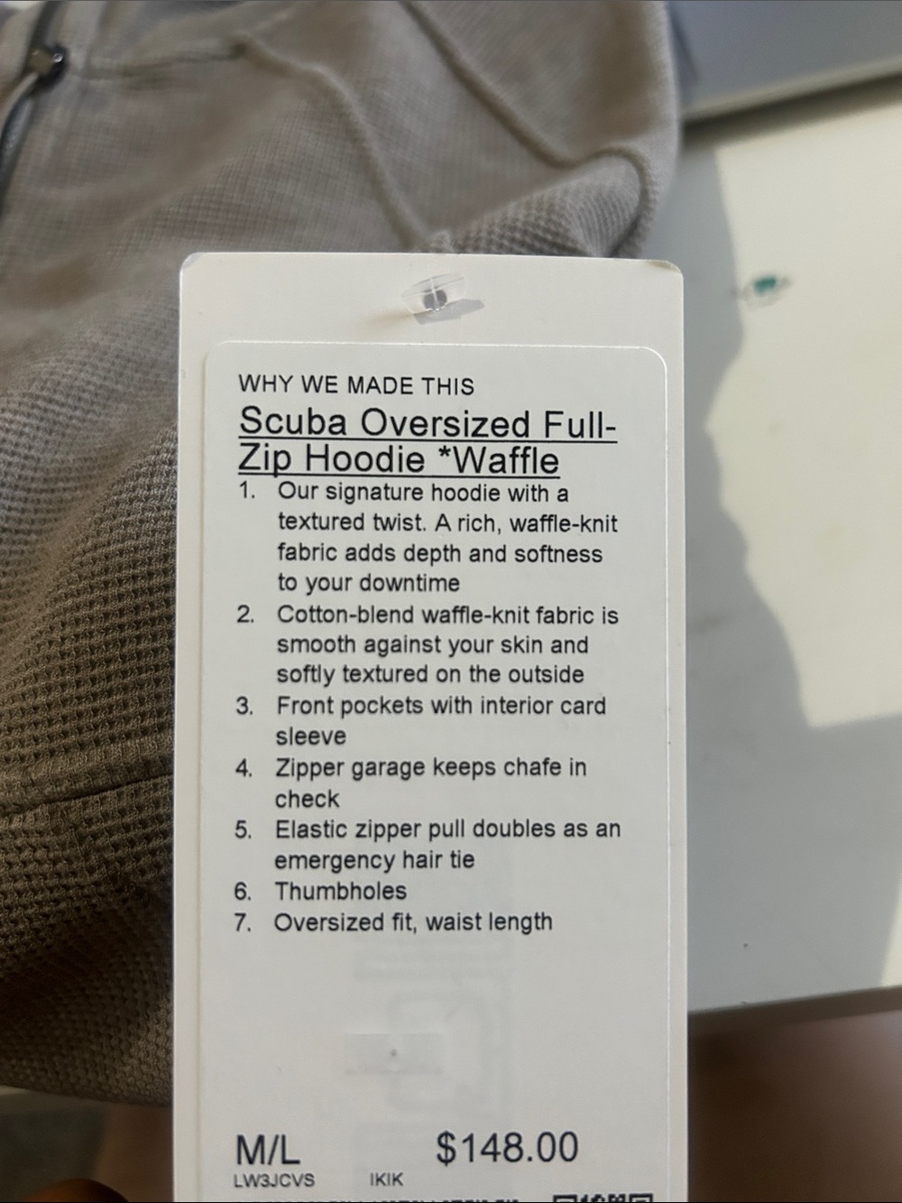 Lululemon Scuba Oversized Full zip Hoodie Waffle - Picture 2 of 3